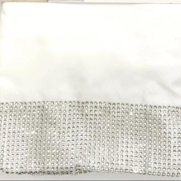 White Diamonds Shower Curtain Fabric Sparkling Rhinestones 72” x 72” White - Picture 6 of 14